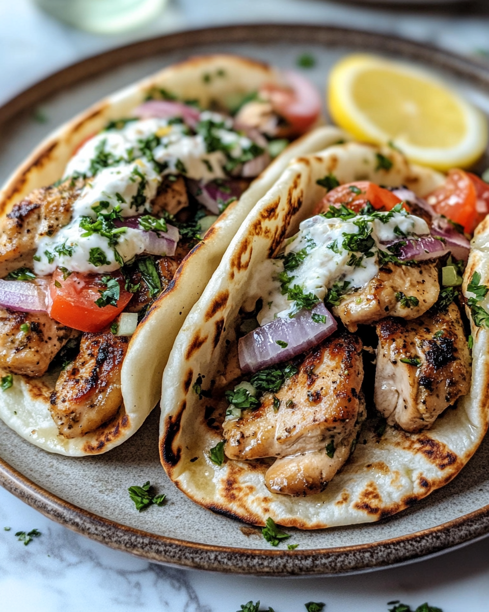 Final dish - Irresistible Greek Chicken Gyros with Zesty Lemon-Herb Marinade