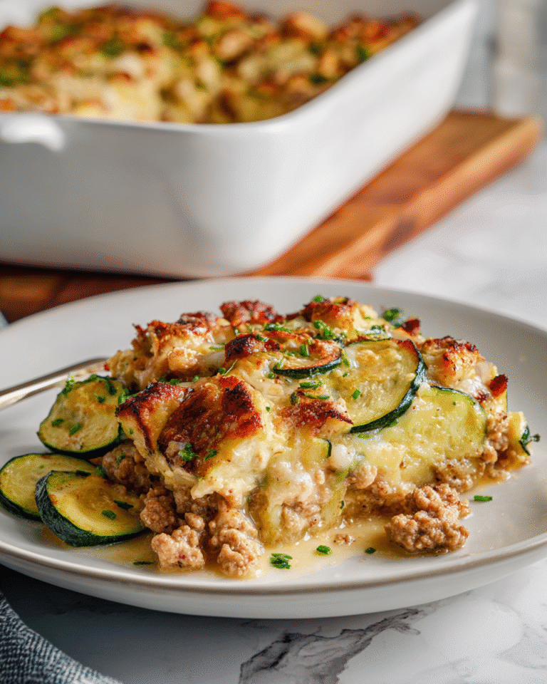 Hearty and Healthy Ground Turkey Zucchini Casserole Recipe - Featured Image