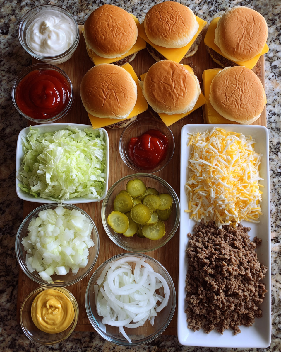 Ingredients for Mini Big Mac Cheeseburgers The Ultimate Bite-Sized Burger Experience
