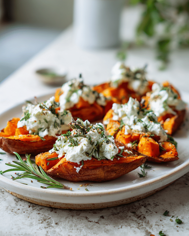 Irresistible Roasted Sweet Potatoes with Creamy Herbed Ricotta Delight - Featured Image