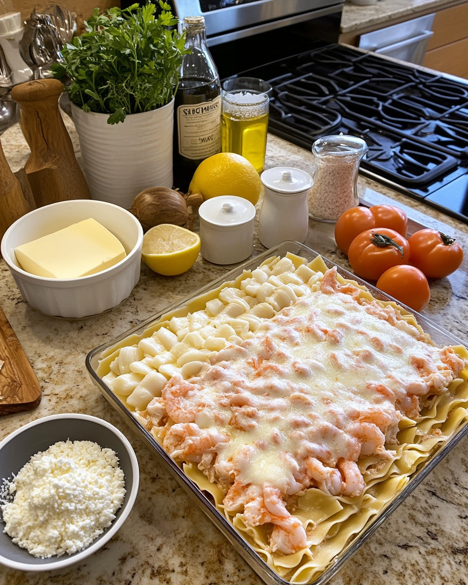 Ingredients for Decadent Seafood Lasagna with Shrimp and Crab Recipe