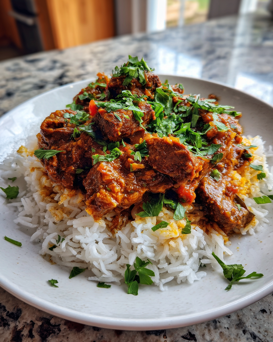 Final dish - Melt-in-Your-Mouth Slow Cooker Indian Beef Curry Recipe