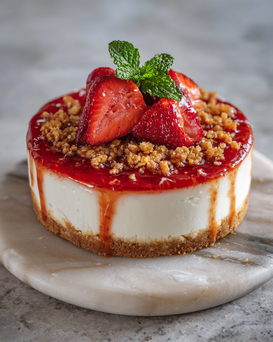 Final dish - Irresistible Strawberry Crunch Cheesecake Recipe That Will Wow Your Taste Buds