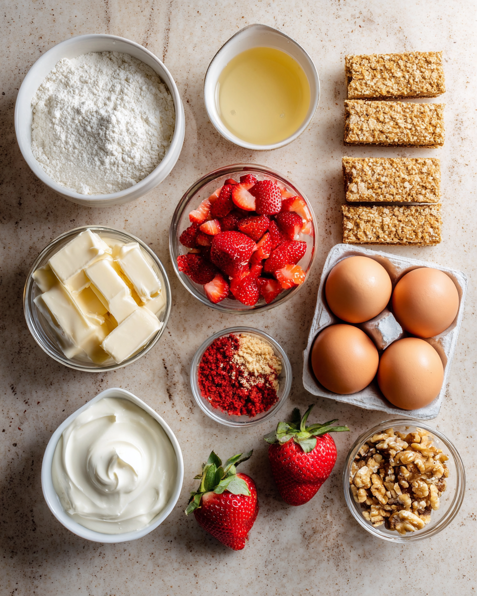 Ingredients for Irresistible Strawberry Crunch Cheesecake Recipe That Will Wow Your Taste Buds