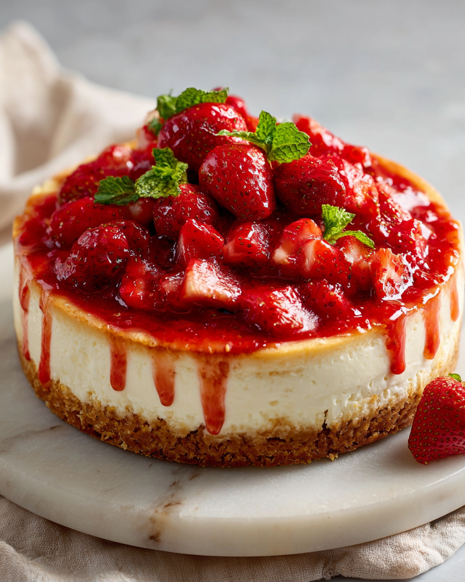 Final dish - Irresistible Strawberry Shortcake Cheesecake Recipe You Have to Try