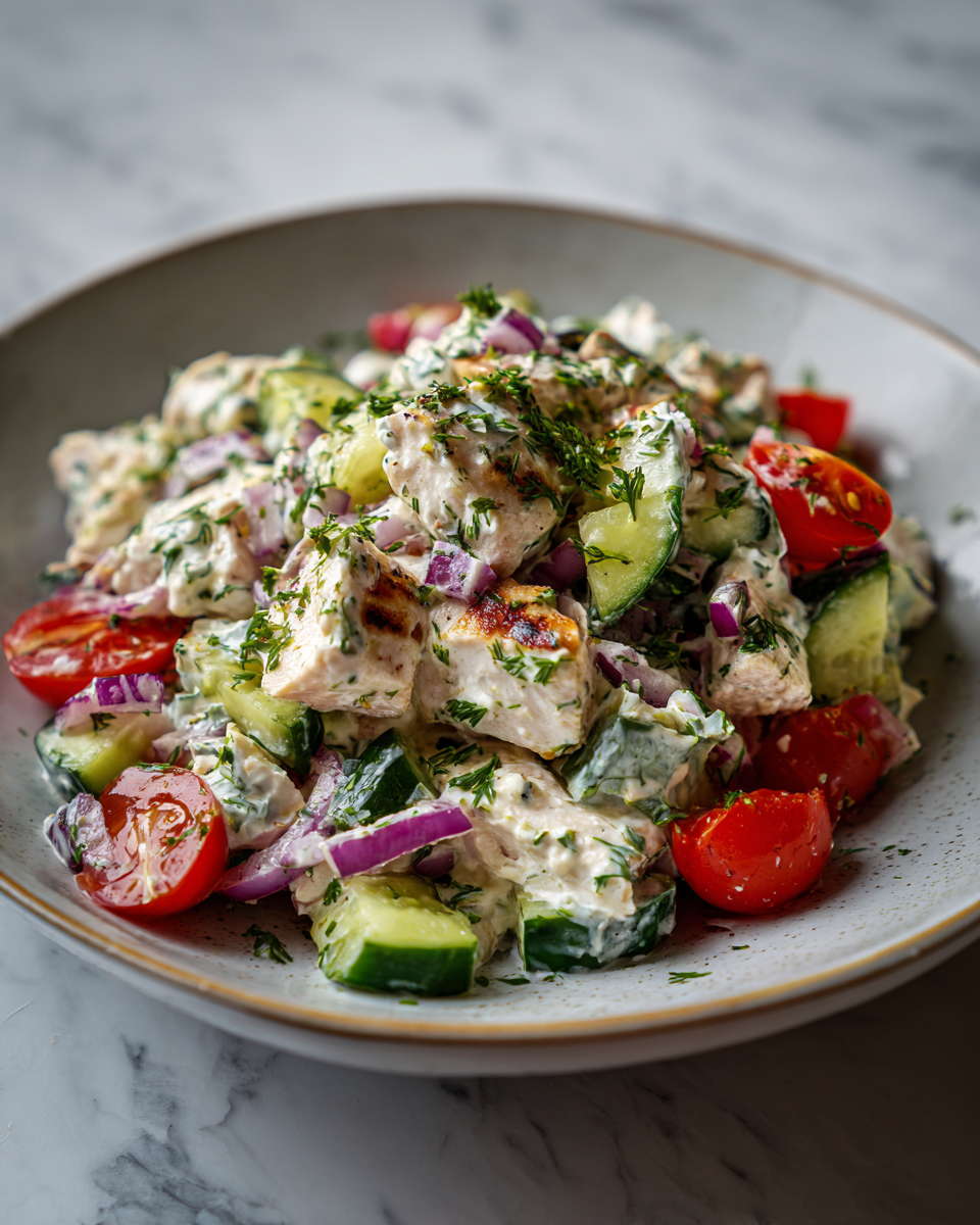 Final dish - Fresh and Flavorful Tzatziki Chicken Salad Recipe You Have to Try