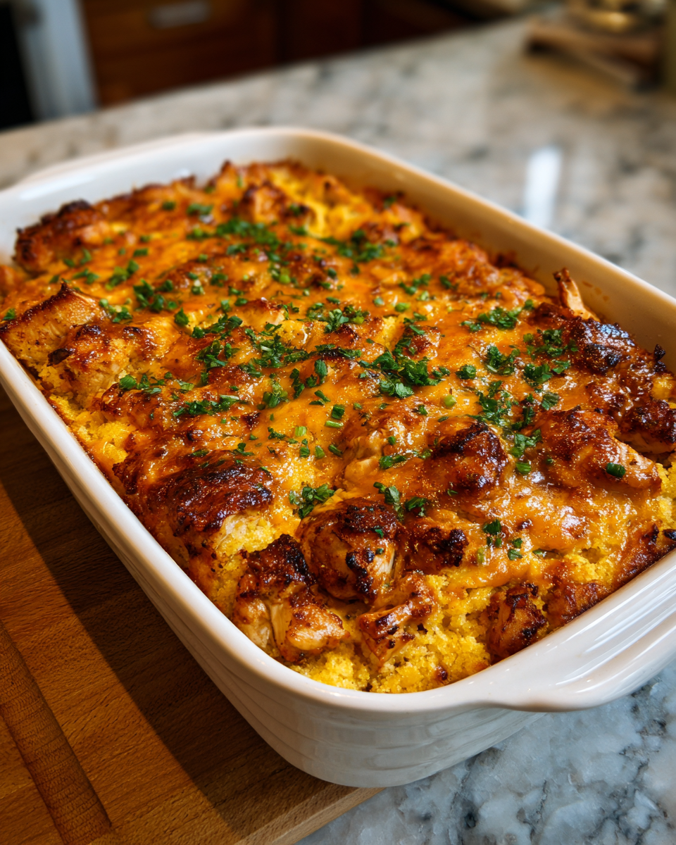 Final dish - Mouthwatering BBQ Chicken and Cornbread Casserole Recipe You Need to Try