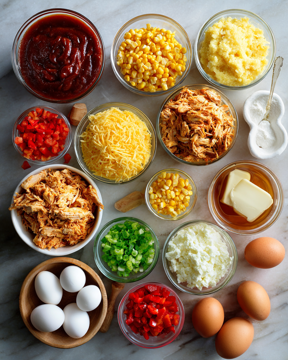 Ingredients for Mouthwatering BBQ Chicken and Cornbread Casserole Recipe You Need to Try