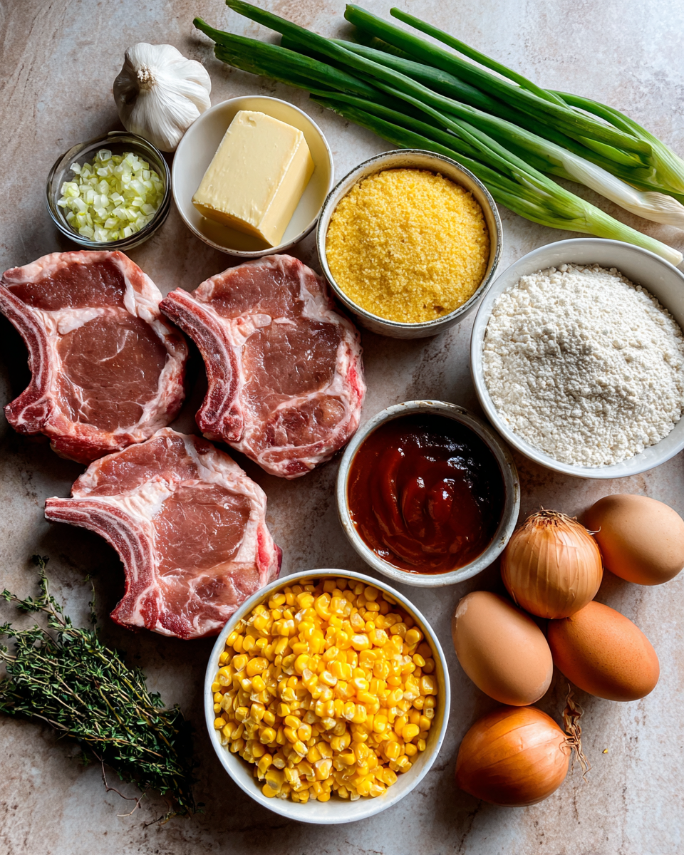 Ingredients for Savor the Flavor of BBQ Pork Chop and Cornbread Skillet Delight