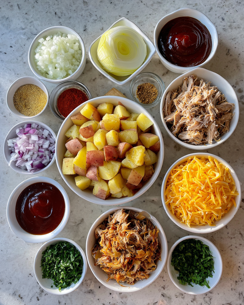 Ingredients for Ultimate BBQ Pulled Pork Potato Skillet Recipe You Need to Try