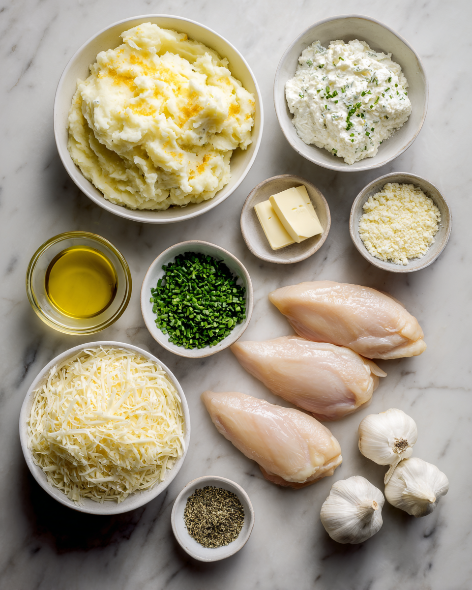 Ingredients for Creamy Boursin Mashed Potato Chicken Bake Recipe You’ll Love