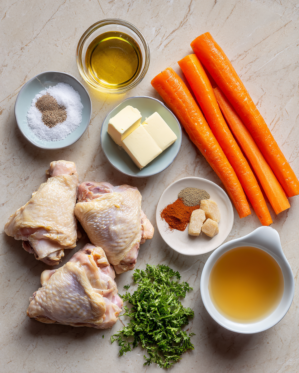 Ingredients for Sweet and Savory Brown Sugar Glazed Carrots and Chicken Recipe