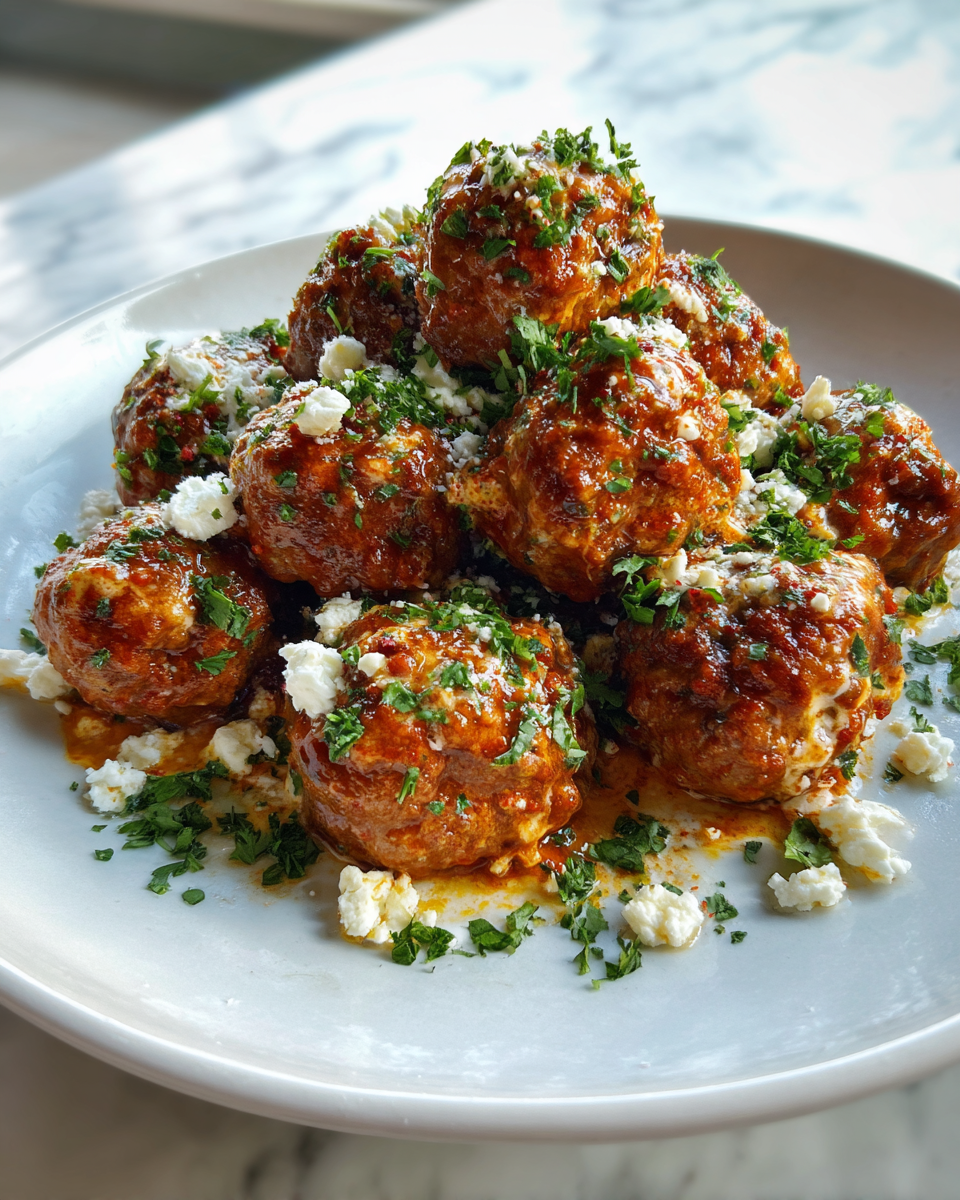 Final dish - Irresistible Buffalo Ranch Stuffed Meatballs That Will Spice Up Your Dinner