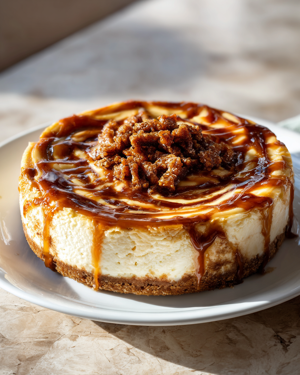 Final dish - Indulge in the Irresistible Butterscotch Cinnamon Cheesecake Swirl Delight