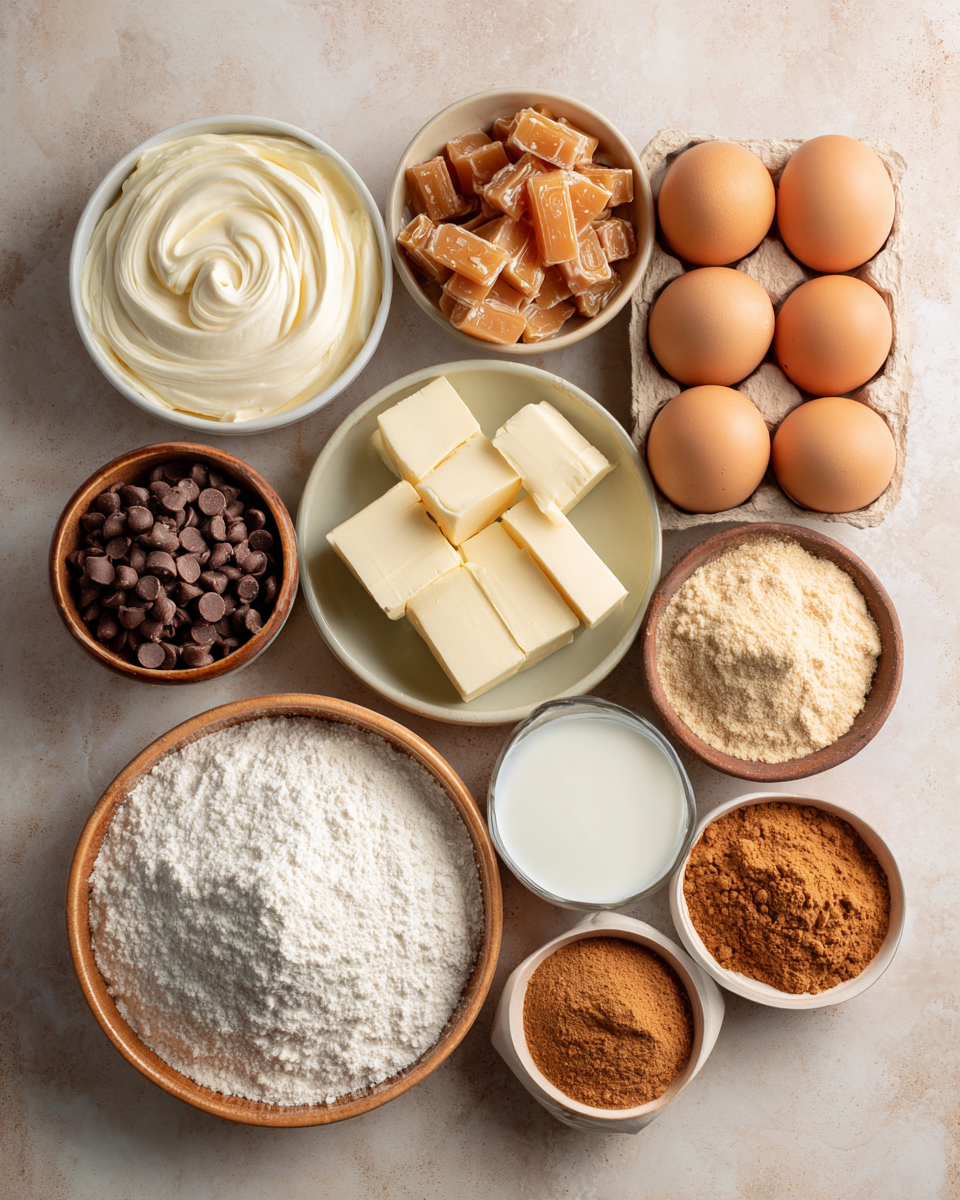 Ingredients for Indulge in the Irresistible Butterscotch Cinnamon Cheesecake Swirl Delight