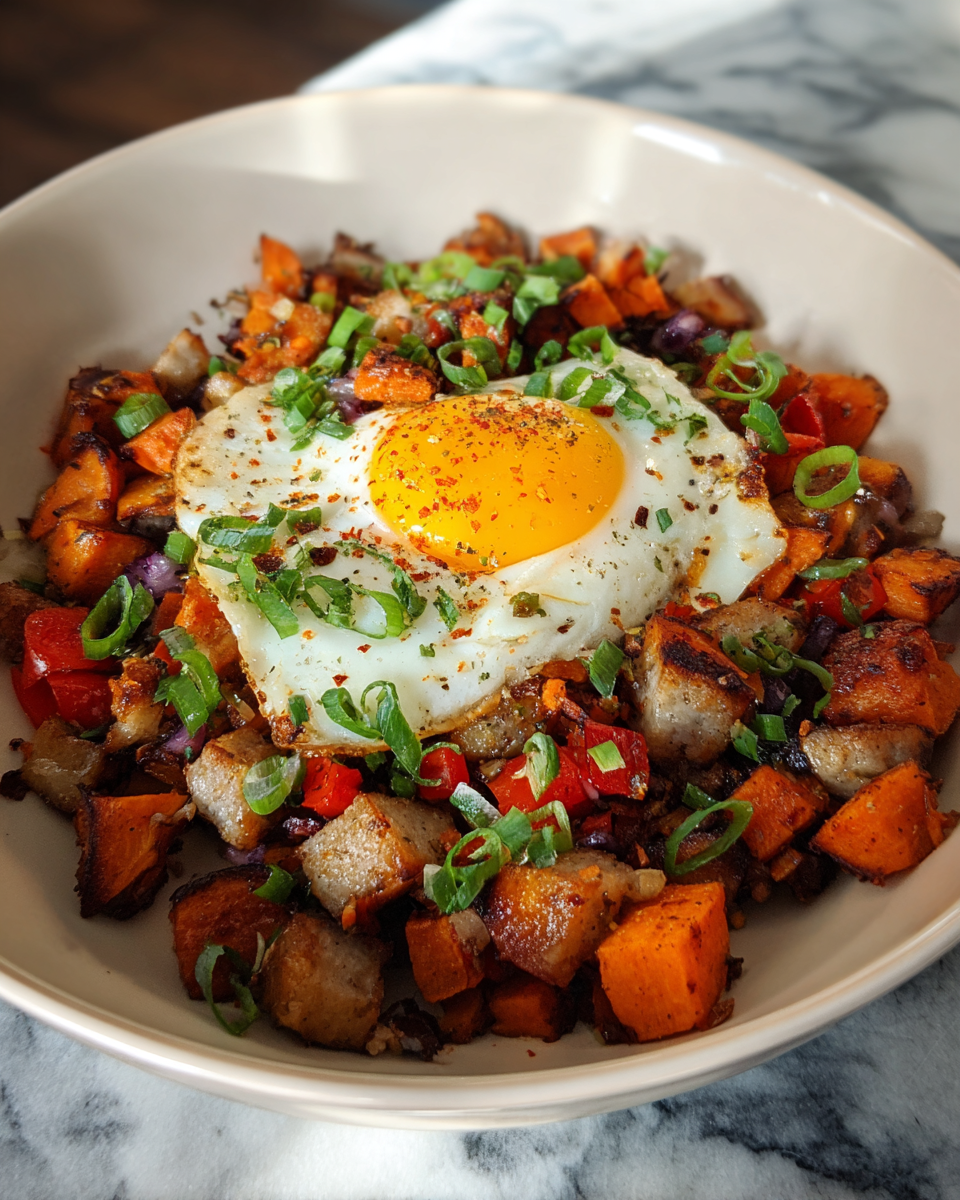 Final dish - Hearty Cajun Sweet Potato and Sausage Hash Recipe to Spice Up Your Breakfast