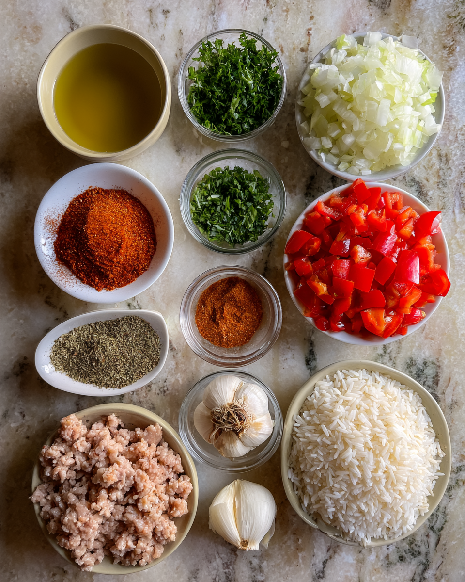 Ingredients for Spice Up Dinner with a Flavorful Cajun Turkey and Rice Skillet