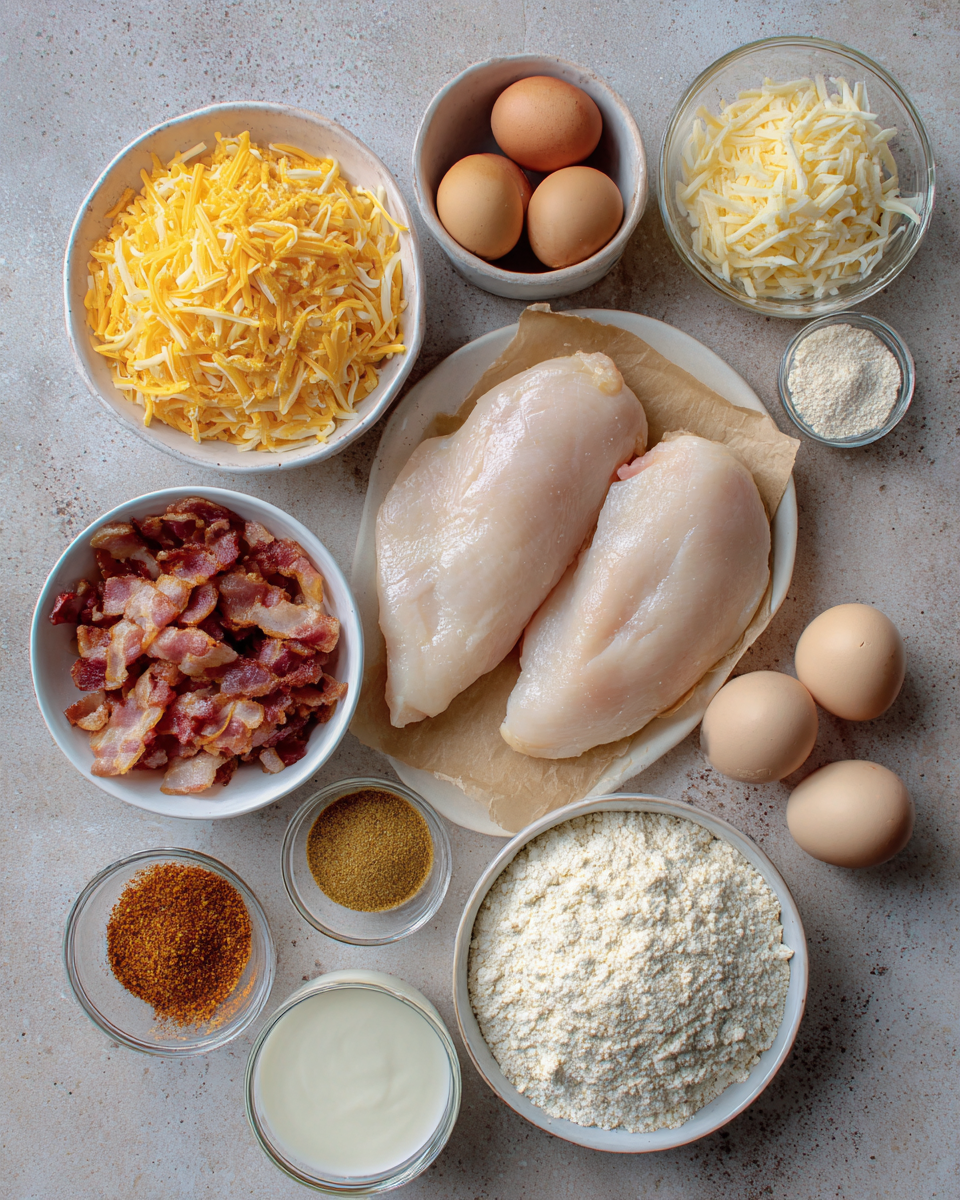 Ingredients for Irresistible Cheddar Bacon Ranch Chicken Bombs You Have to Try