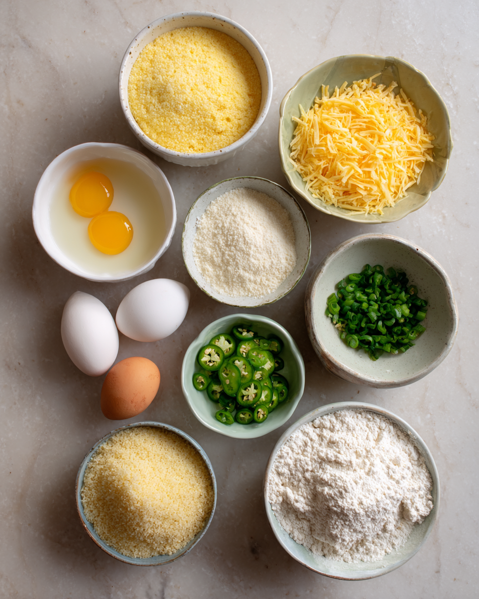 Ingredients for Irresistible Cheddar Jalapeño Cornbread Casserole Recipe You Need to Try