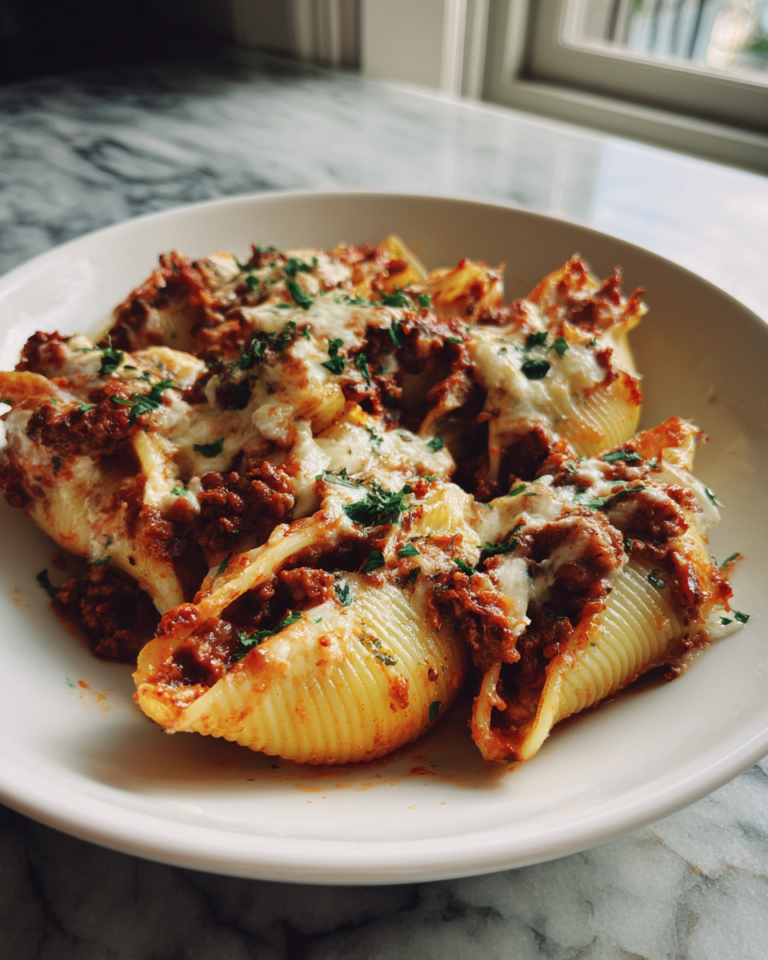 Irresistible Cheesy Beef-Stuffed Shells with Creamy Ricotta Delight - Featured Image