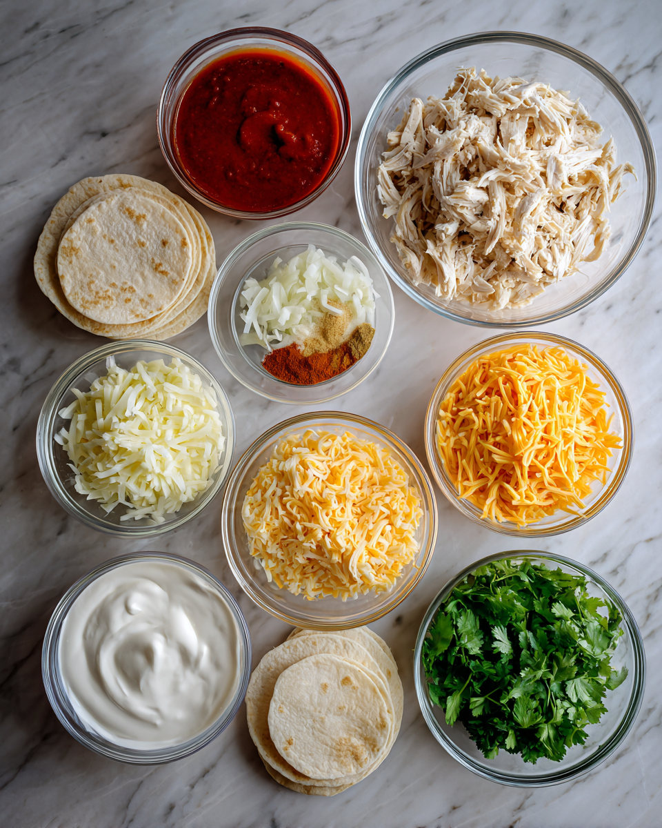 Ingredients for Melt-in-Your-Mouth Cheesy Chicken Enchiladas You Need to Try