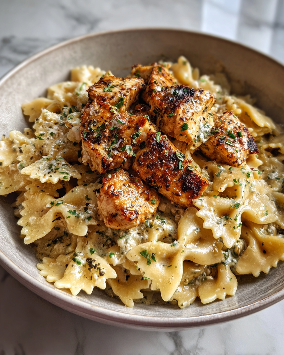 Final dish - Irresistible Cheesy Garlic Butter Chicken Bowties That Will Steal Your Heart