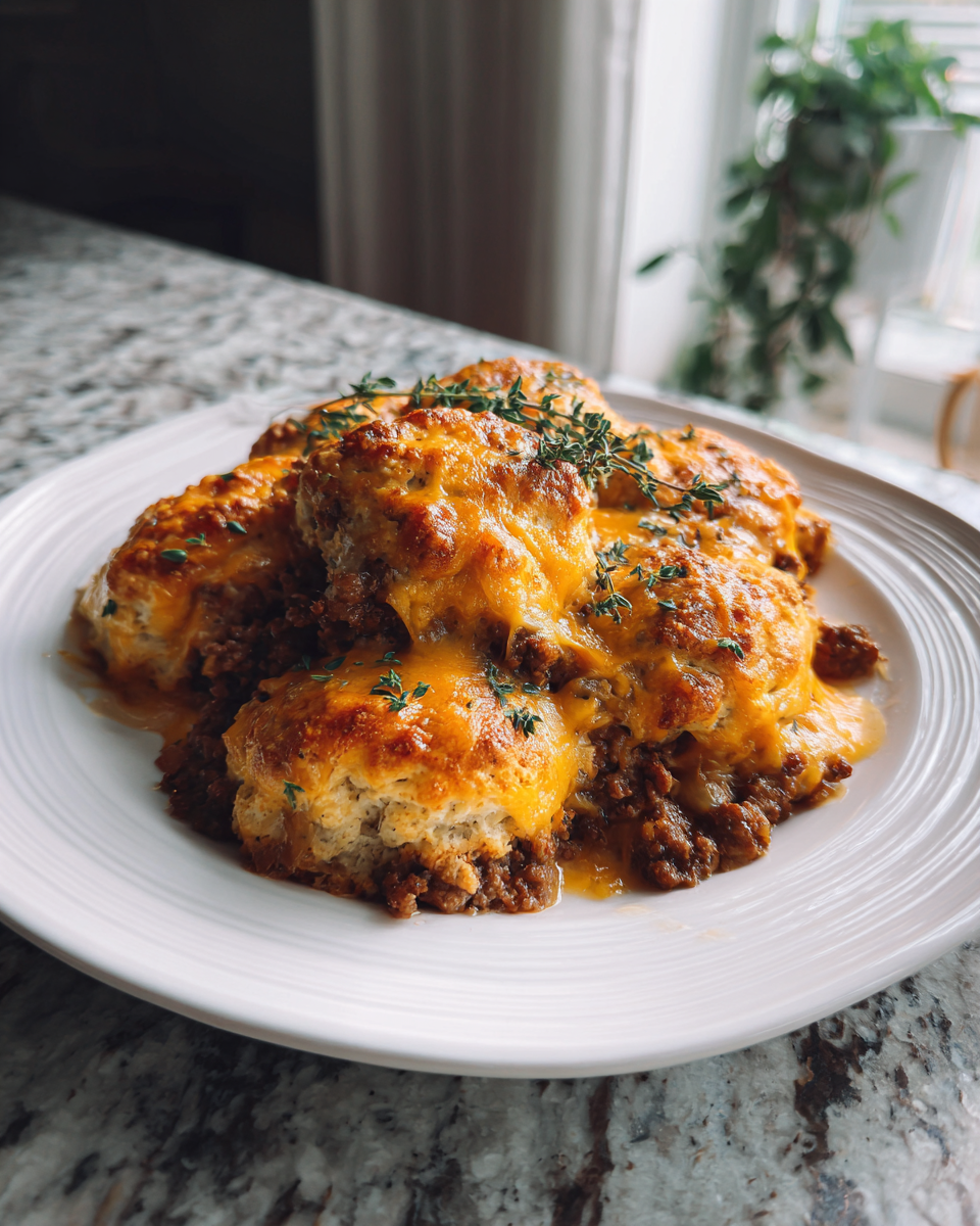 Final dish - Irresistible Cheesy Ground Beef Biscuit Bake Recipe You Need to Try