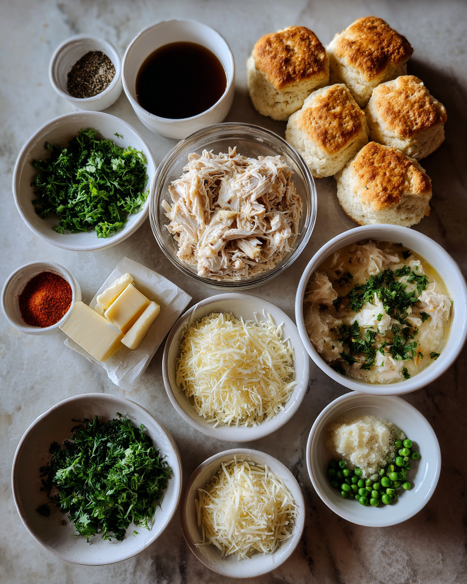 Ingredients for Irresistible Chicken Alfredo Biscuit Bake Recipe for Comfort Food Lovers