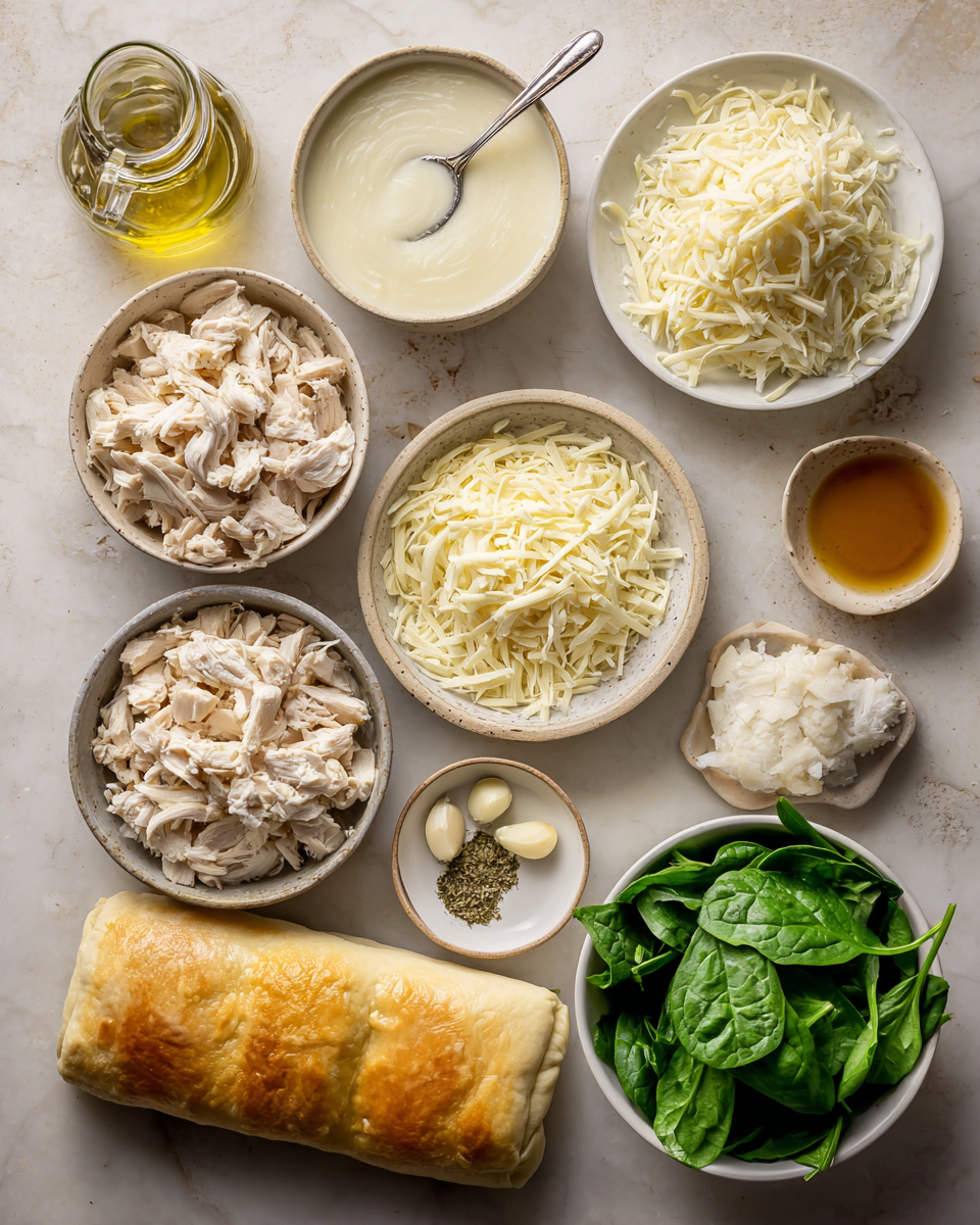 Ingredients for Creamy Chicken Alfredo Crescent Roll Bake Recipe You’ll Love