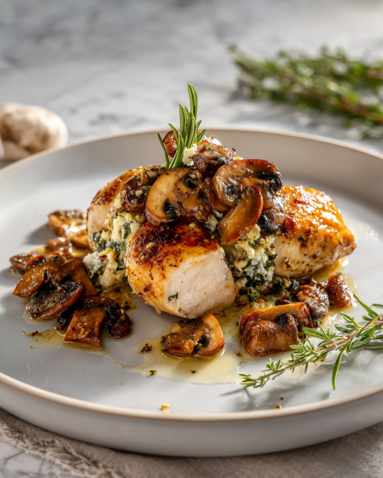 Mouthwatering Chicken Breasts Stuffed with Garlic Butter Mushrooms Recipe - Featured Image