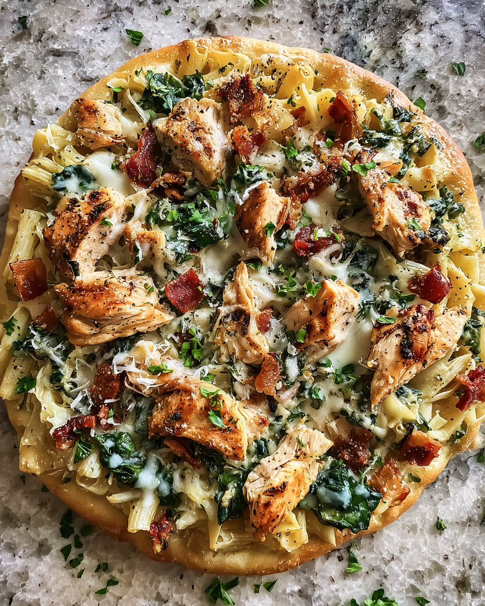 Final dish - Irresistible Chicken Caesar Pasta Flatbread Recipe You Have to Try