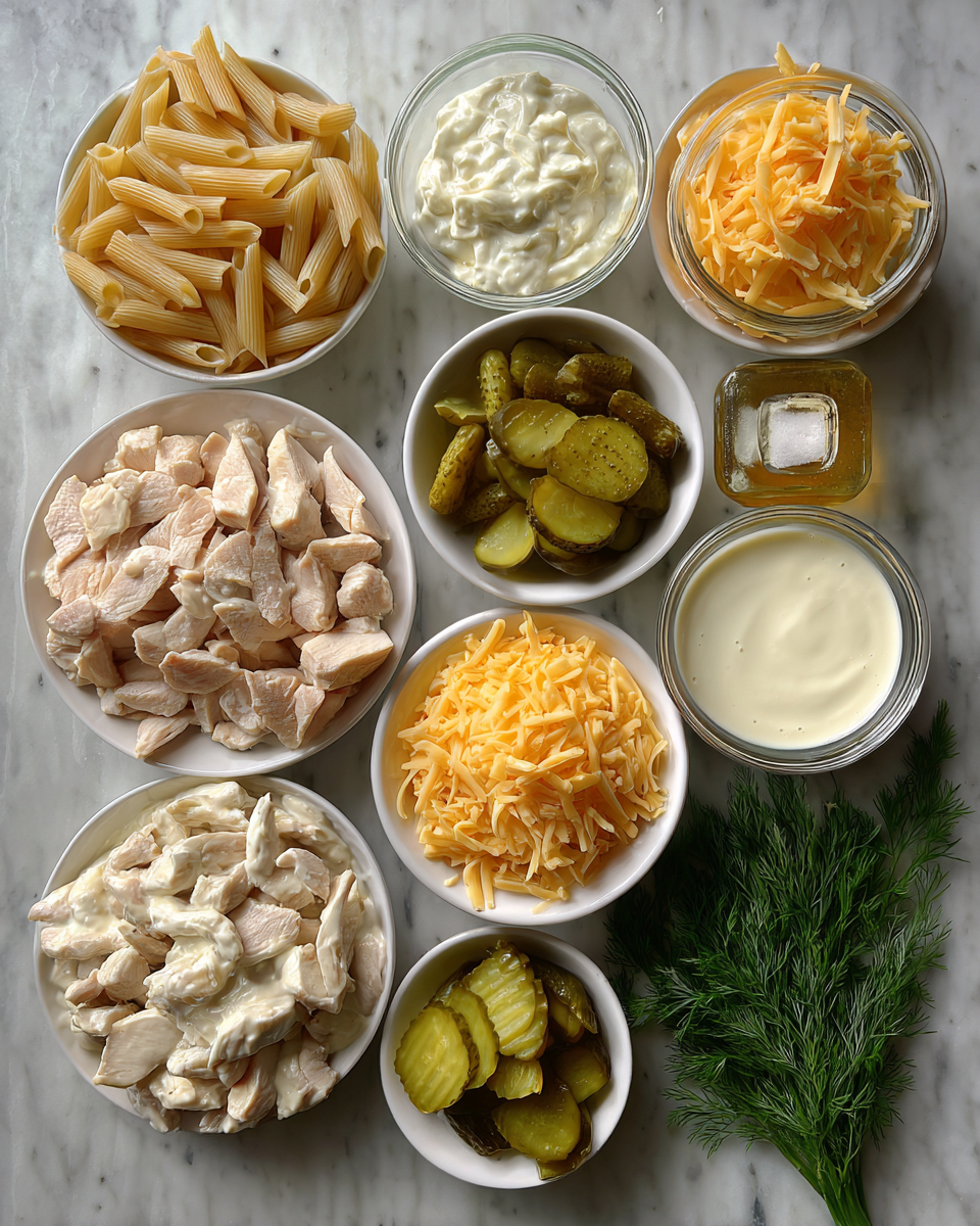 Ingredients for Creamy Dill Pickle Chicken Pasta Recipe You Need to Try