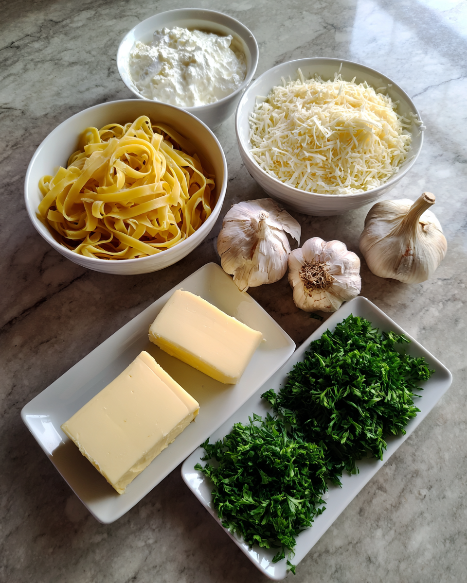 Ingredients for Indulge in the Ultimate Creamy Garlic Alfredo Experience