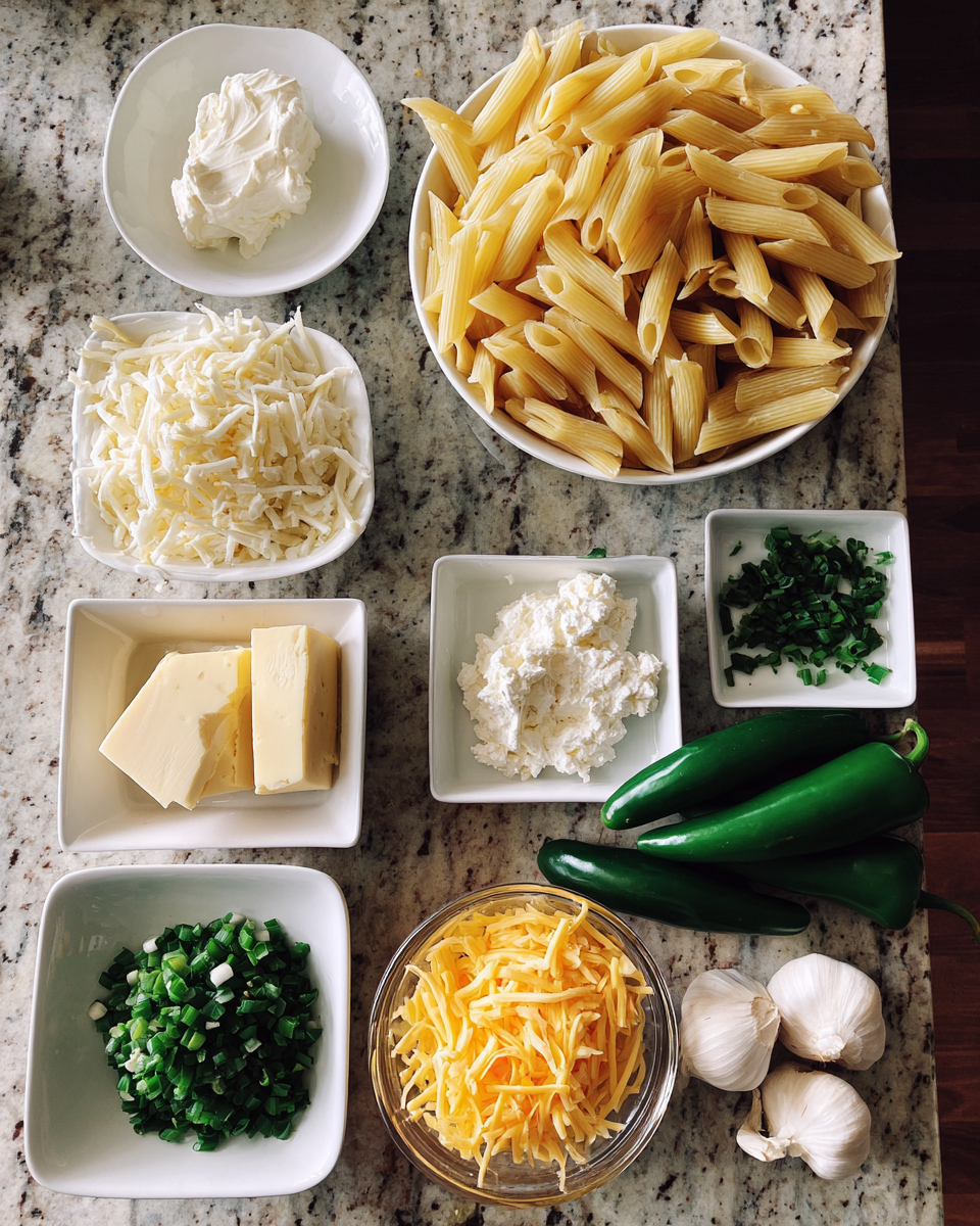 Ingredients for Indulge in the Ultimate Creamy Jalapeño Popper Pasta Experience
