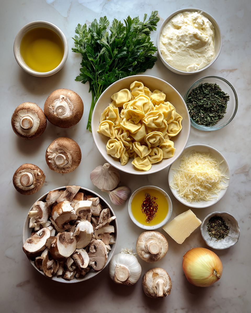 Ingredients for Indulge in Comfort with Creamy Mushroom Tortellini Chowder