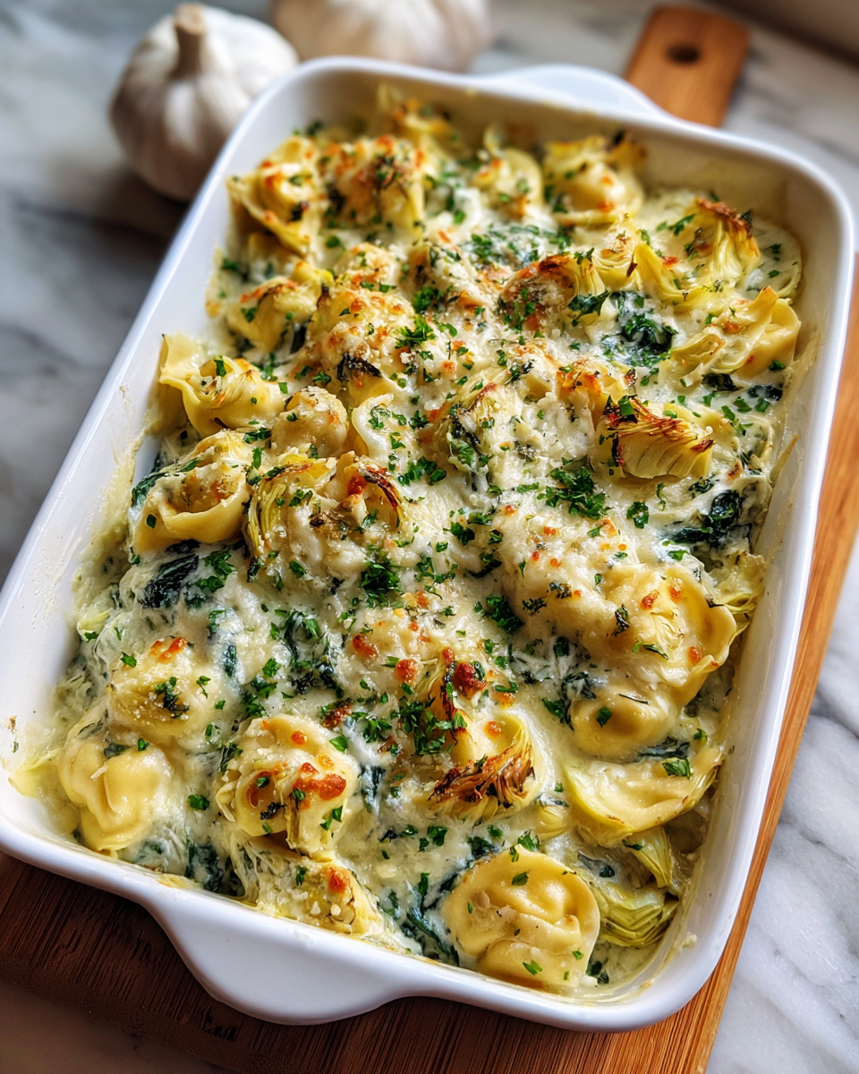 Final dish - Ultimate Creamy Spinach Artichoke Tortellini Bake Recipe You Need to Try