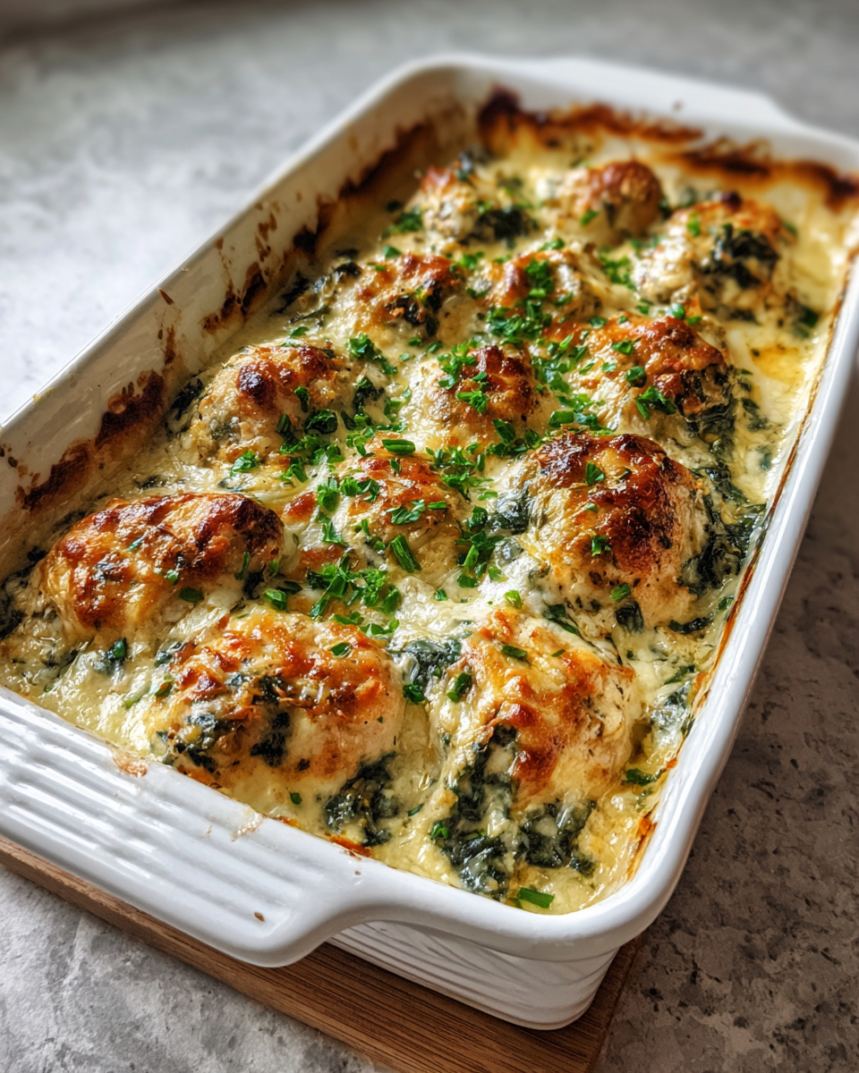 Final dish - Irresistible Creamy Spinach and Ricotta Chicken Bake Recipe