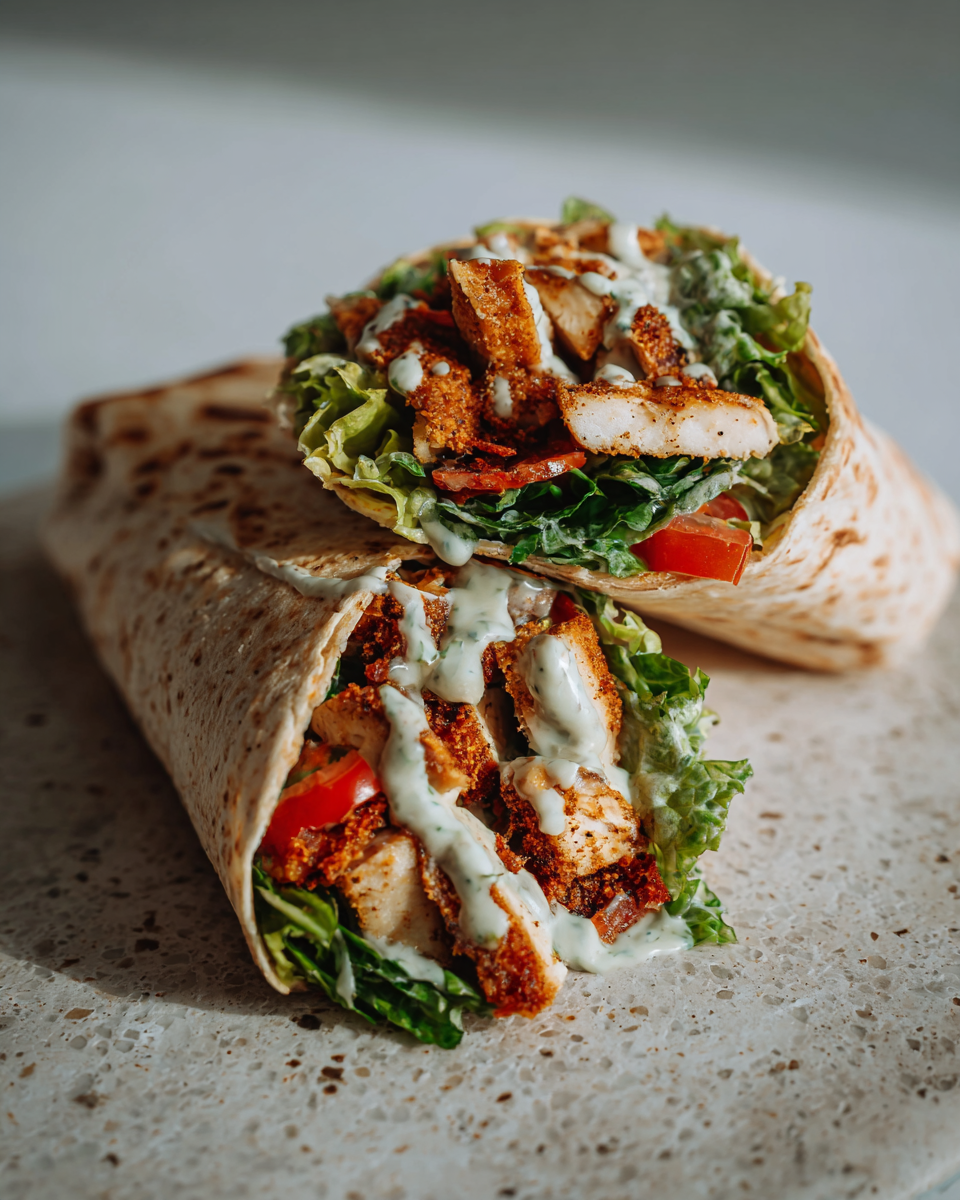 Final dish - Crunch Into Flavor with Crispy Chicken Caesar Tortilla Wraps