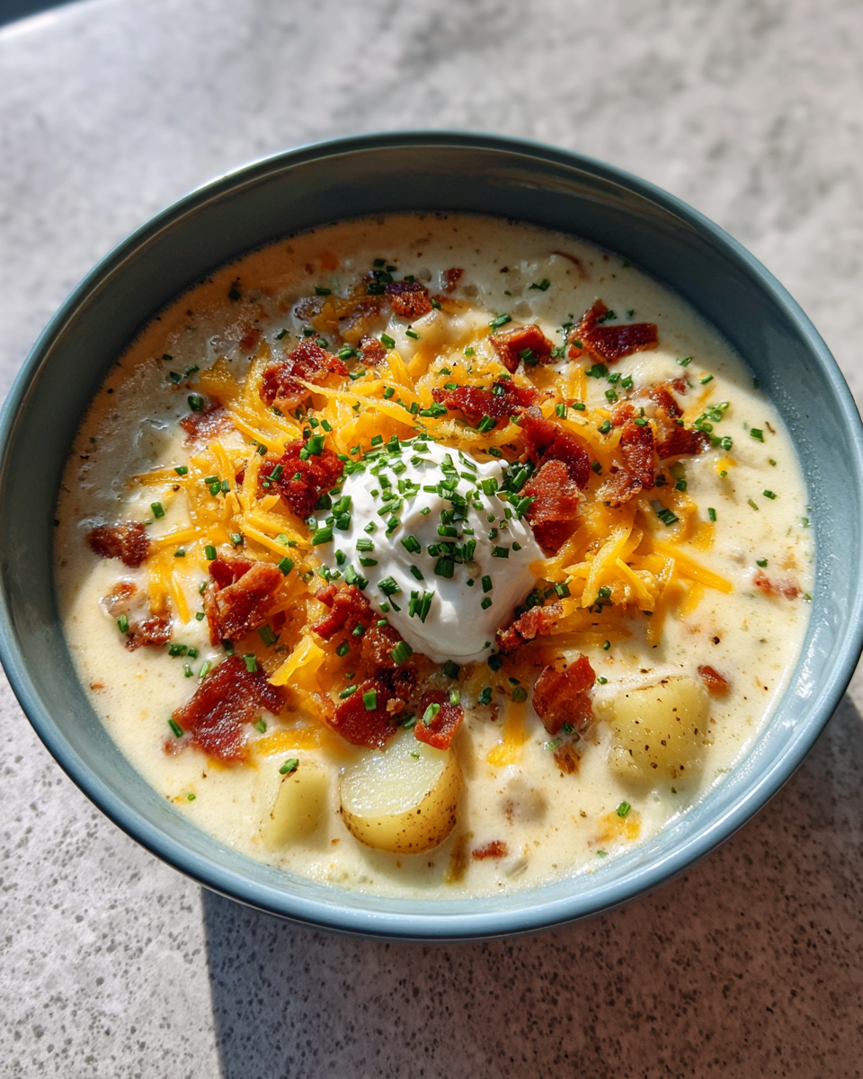 Final dish - Ultimate Comfort Food Crockpot Loaded Baked Potato Soup Recipe