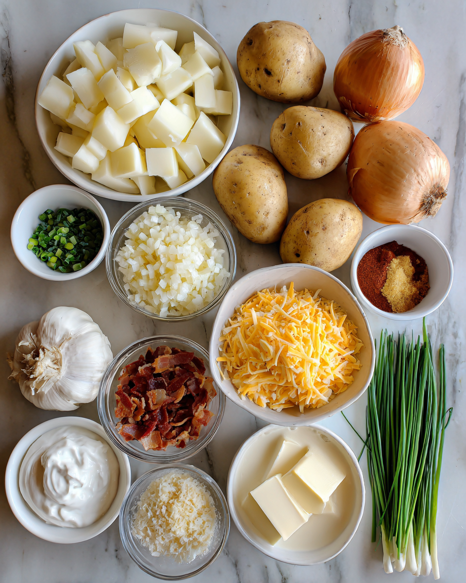 Ingredients for Ultimate Comfort Food Crockpot Loaded Baked Potato Soup Recipe