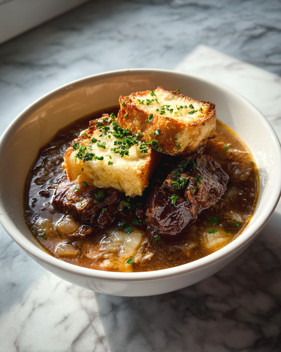 Final dish - Savory French Onion Short Rib Soup That Warms the Soul