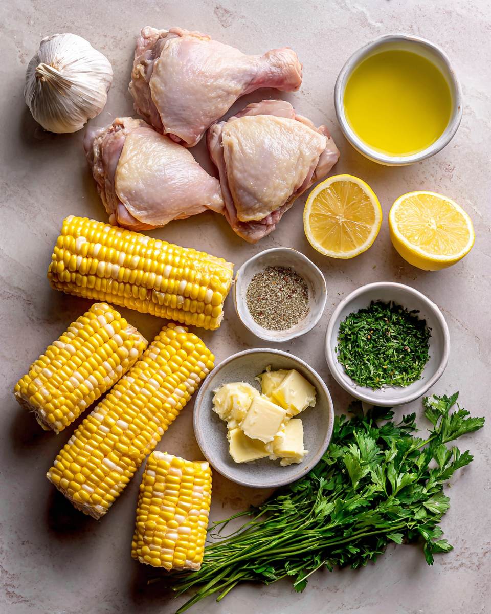 Ingredients for Irresistible Garlic Butter Roasted Corn and Chicken Recipe You Need to Try
