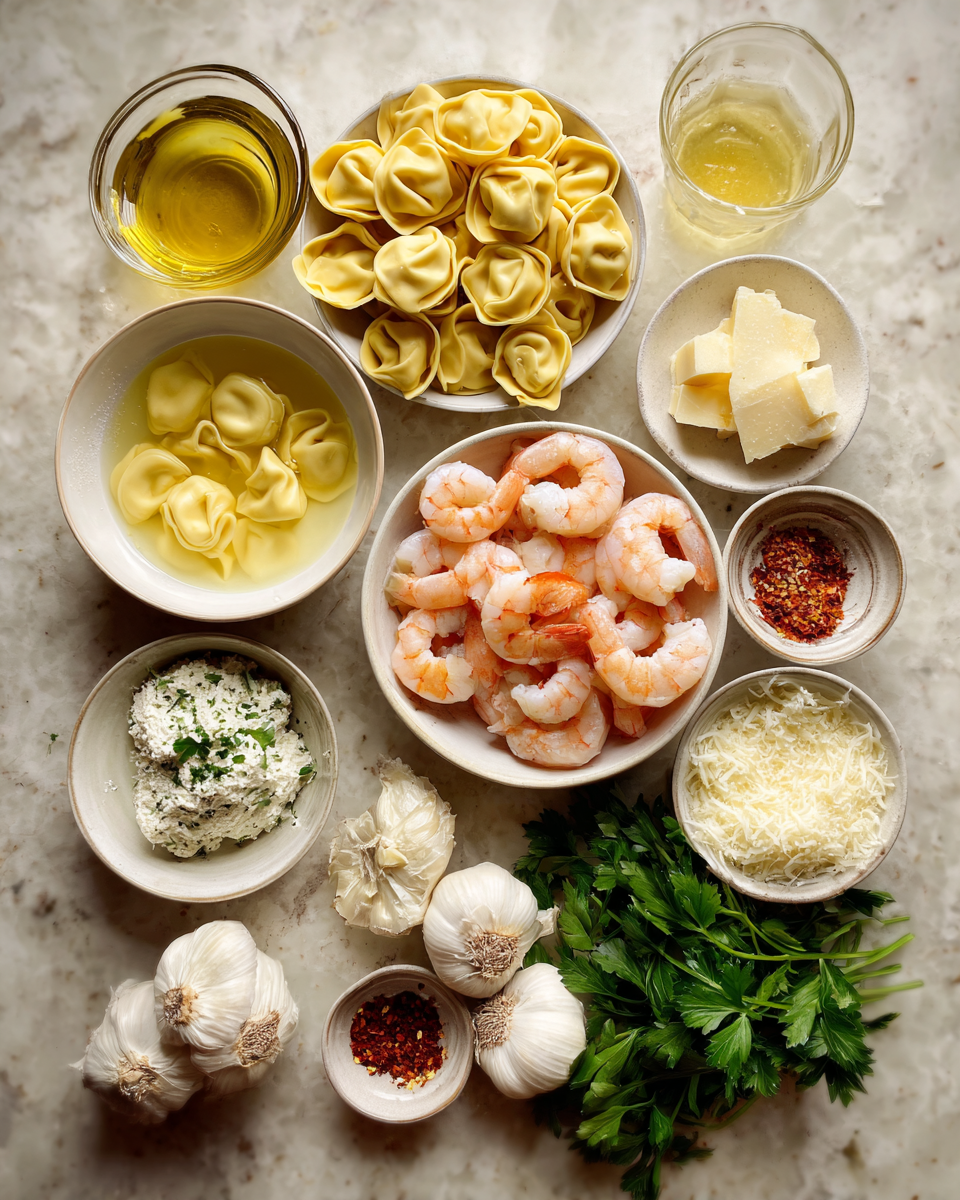 Ingredients for Creamy Garlic Butter Shrimp Tortellini That Will Steal Your Dinner Spotlight
