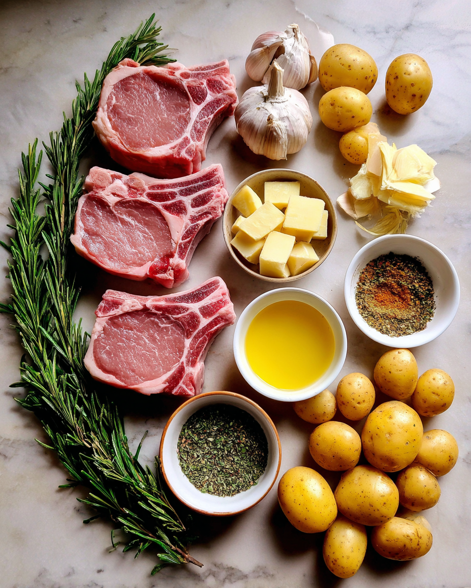 Ingredients for Garlic Herb Pork Chops and Potatoes That Will Steal the Show