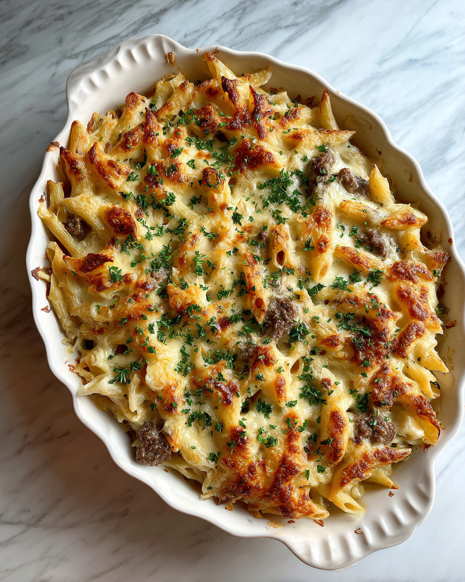 Final dish - Garlic Herb Steak Pasta Bake That Will Steal the Show