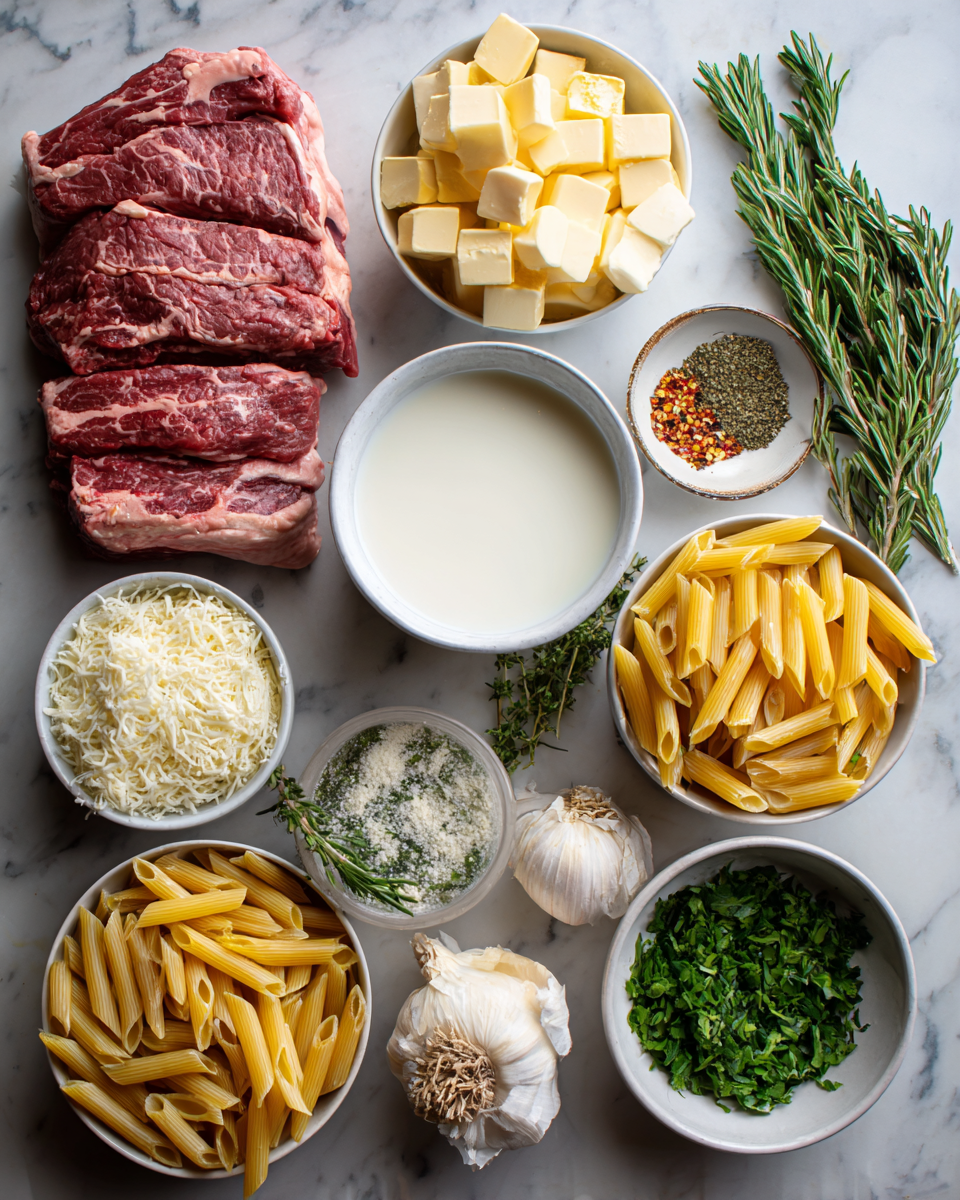 Ingredients for Garlic Herb Steak Pasta Bake That Will Steal the Show
