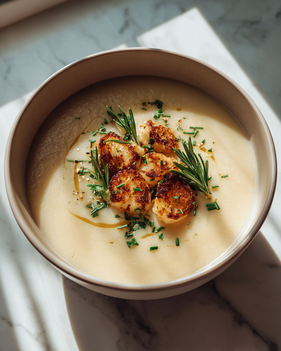 Final dish - Creamy Garlic Potato Soup Recipe That Will Warm Your Soul