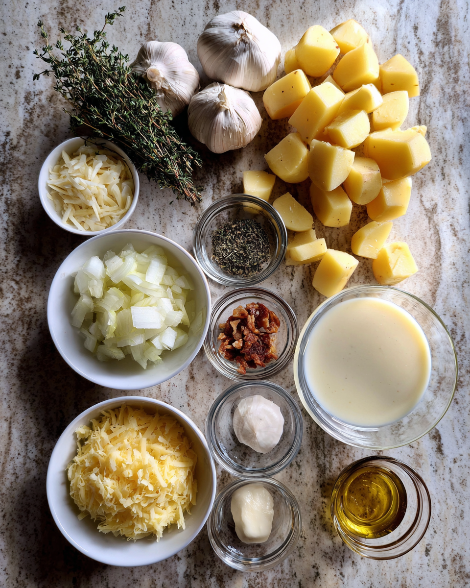 Ingredients for Creamy Garlic Potato Soup Recipe That Will Warm Your Soul