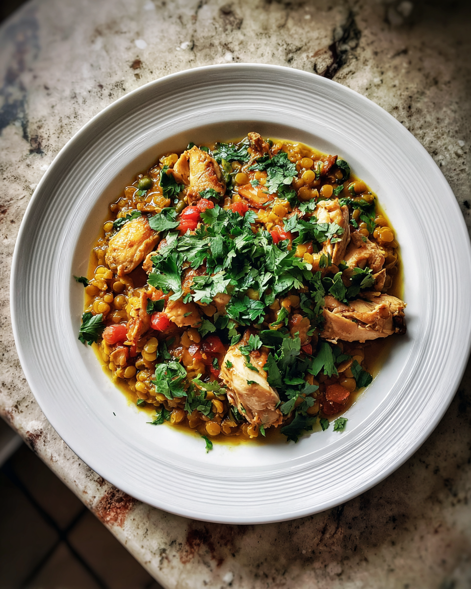 Final dish - Golden Turmeric Lentil Stew with Chicken A Soulwarming Bowl of Flavor