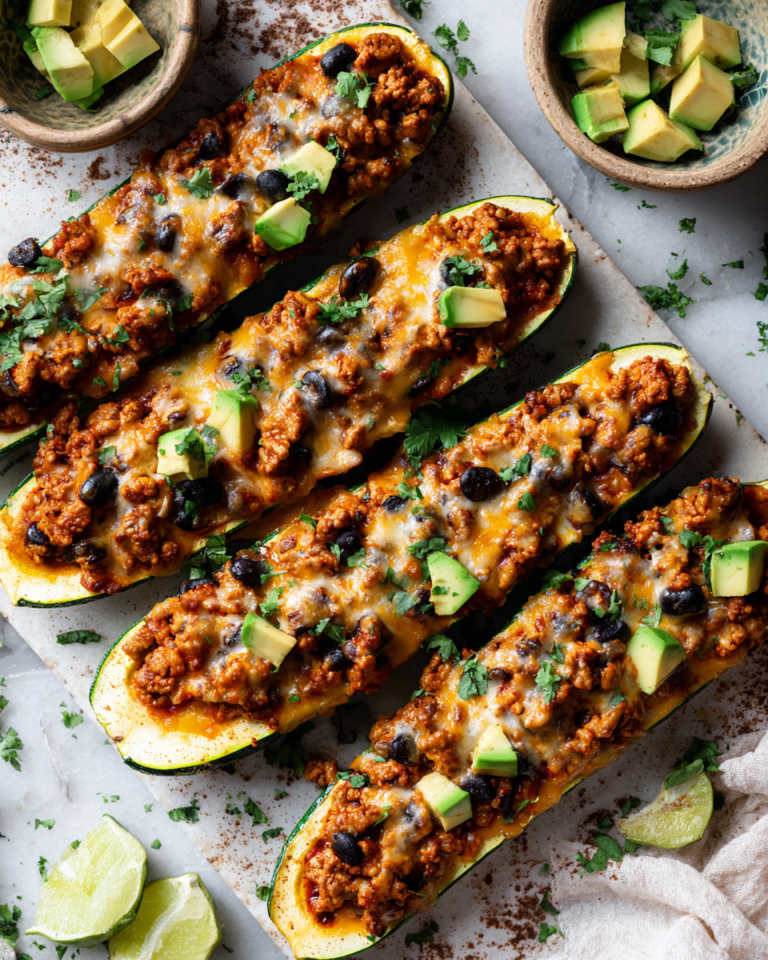 Ground Turkey Enchilada Zucchini Boats That Will Spice Up Your Dinner Routine - Featured Image